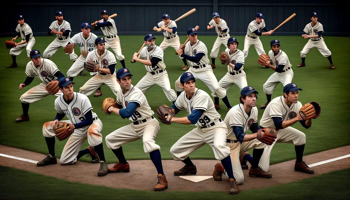 A group of baseball players wearing Atlanta Braves uniforms posing on the field