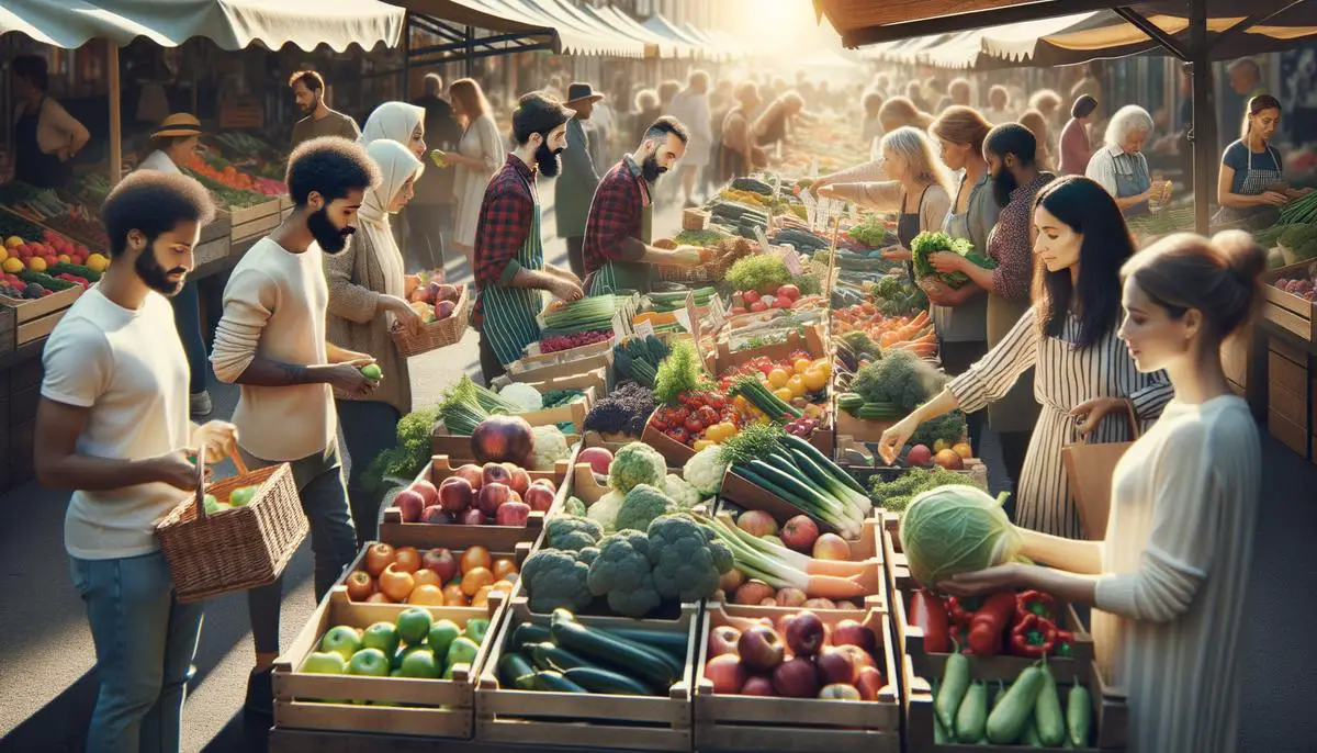 Fresh vegetables and fruits at a farmer's market