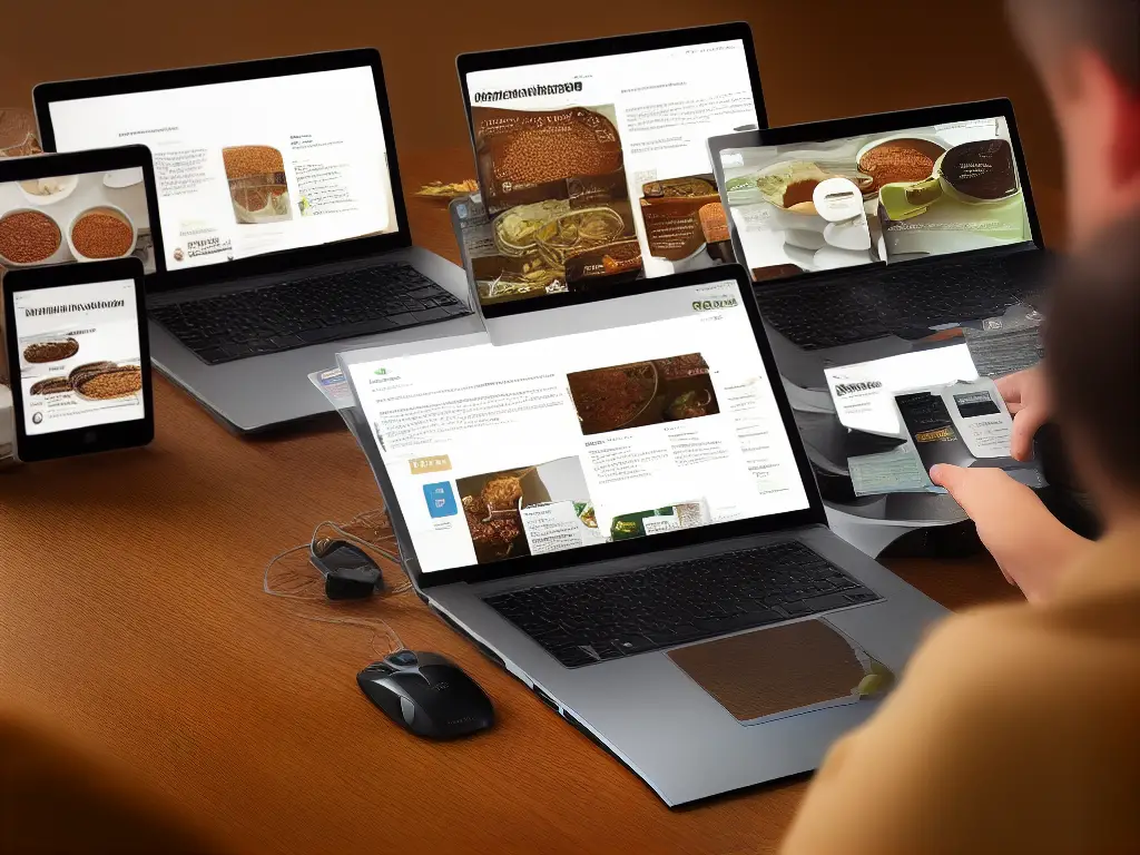 Image of a person browsing through different bean recipes online on a laptop