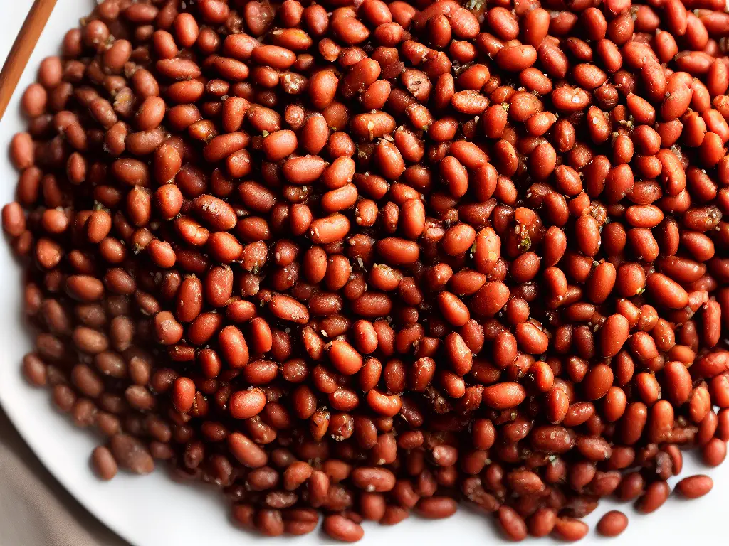 A plate with portions of different types of cooked beans arranged in a circular pattern.