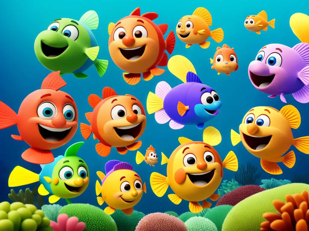 Image of Mr. Grouper, the witty teacher in Bubble Guppies, smiling and surrounded by his students.