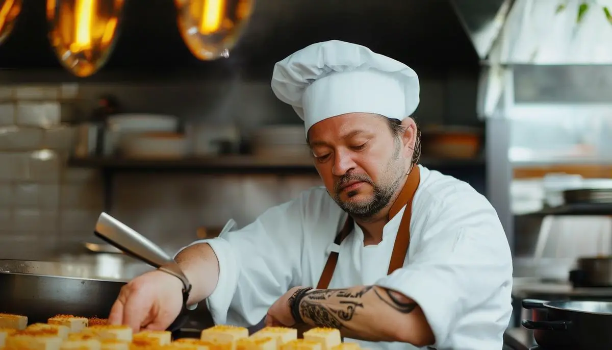 Chef reflecting alone after tofu cooking contest victory