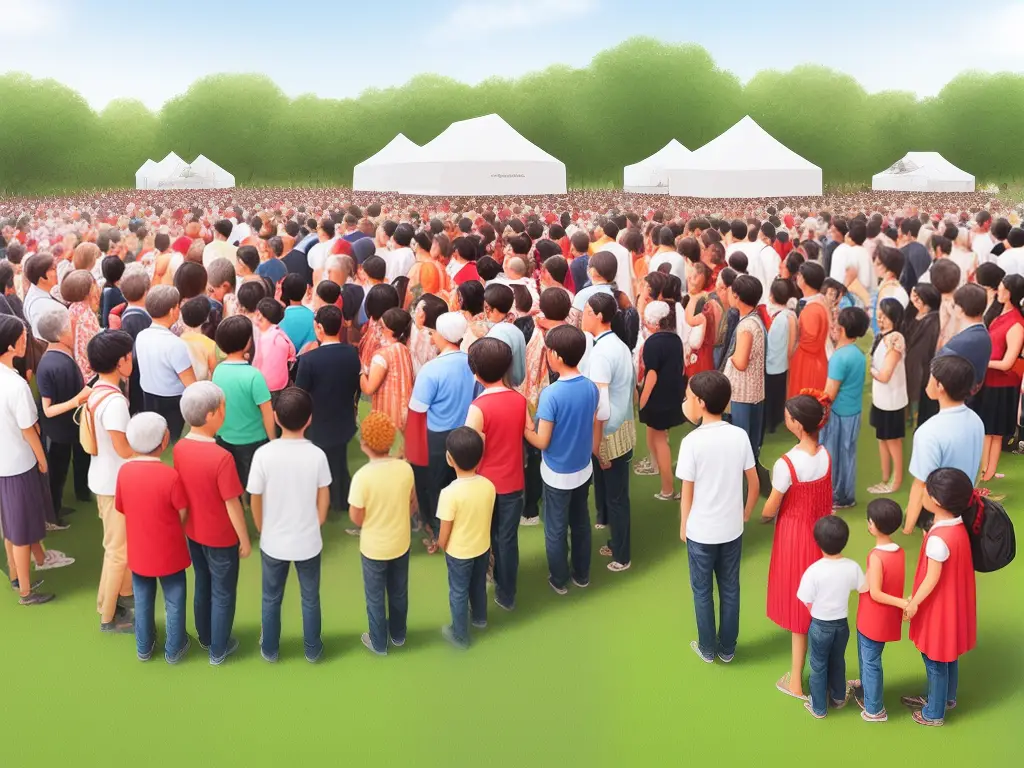 An illustration of families from different cultures participating in unique family reunion traditions