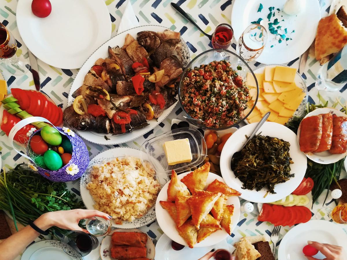 Image of a diverse feast spread with dishes representing different cultures