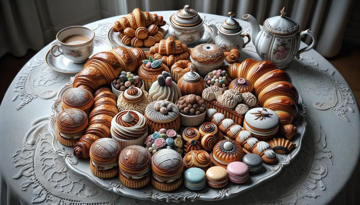 Various French pastries displayed on a plate, showcasing the art of Parisian baking