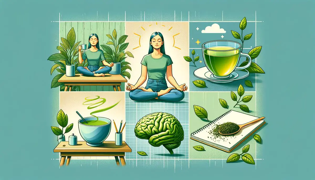 Various images depicting the benefits of green tea