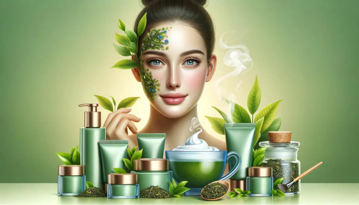 An image depicting the benefits of green tea for skin health