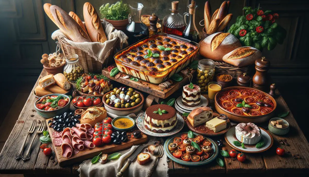 various handcrafted Italian delicacies on a table