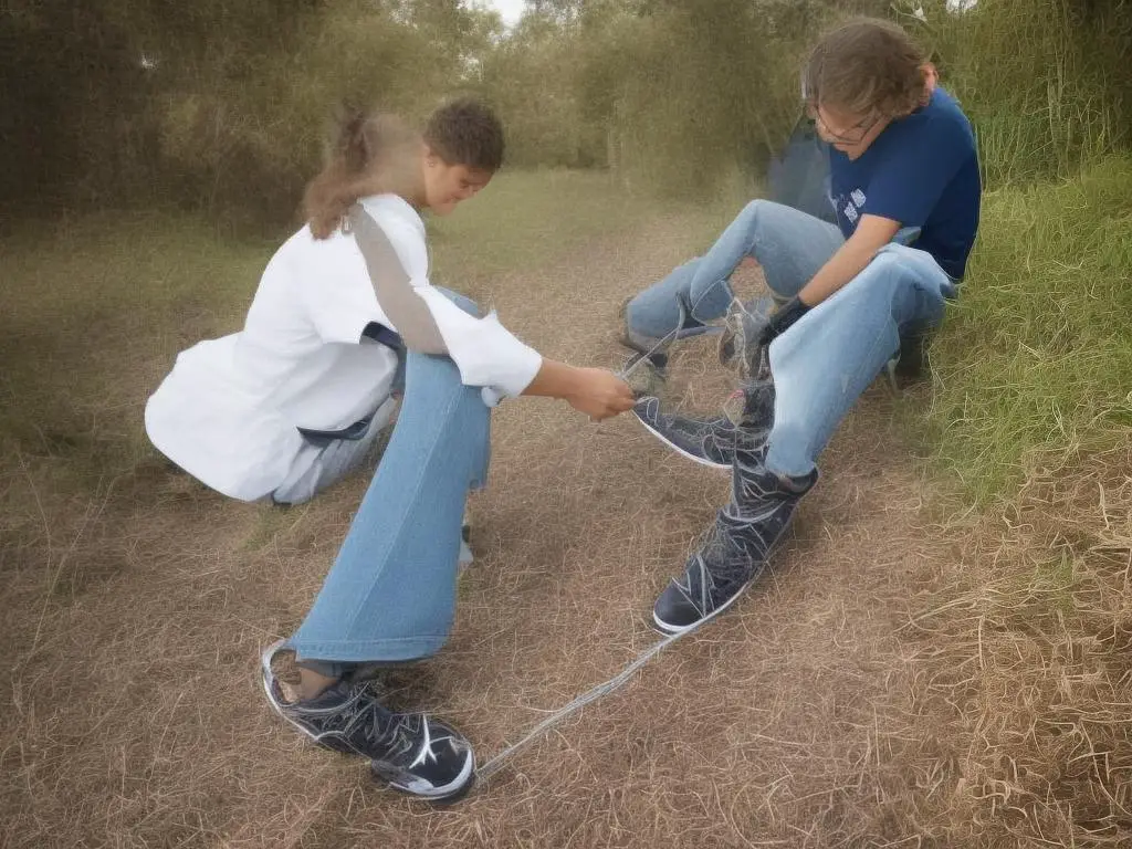 A picture of a person wearing a pair of lace-up shoes.