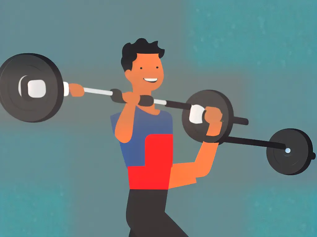 Illustration of a person lifting weights with a smile, representing the positive mental effects of strength training.