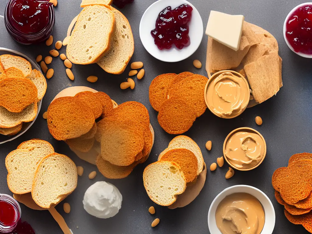 An image of three different types of peanut butter and jelly sandwiches with different breads and spreads.