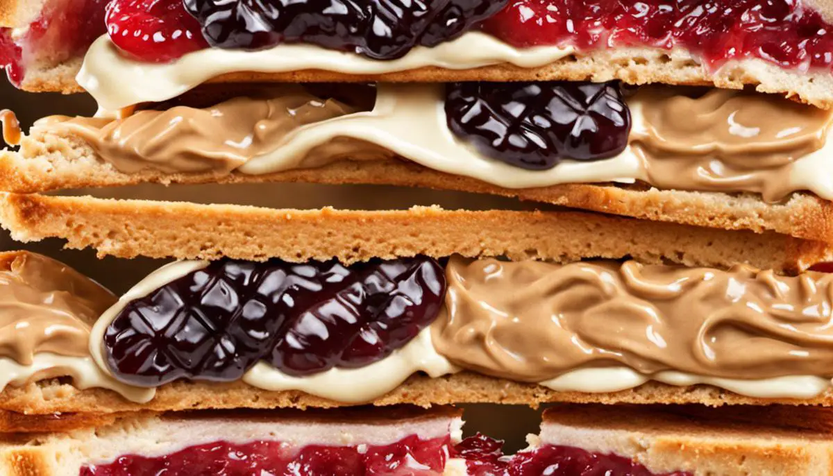 A delicious peanut butter and jelly sandwich, ready to be enjoyed by all