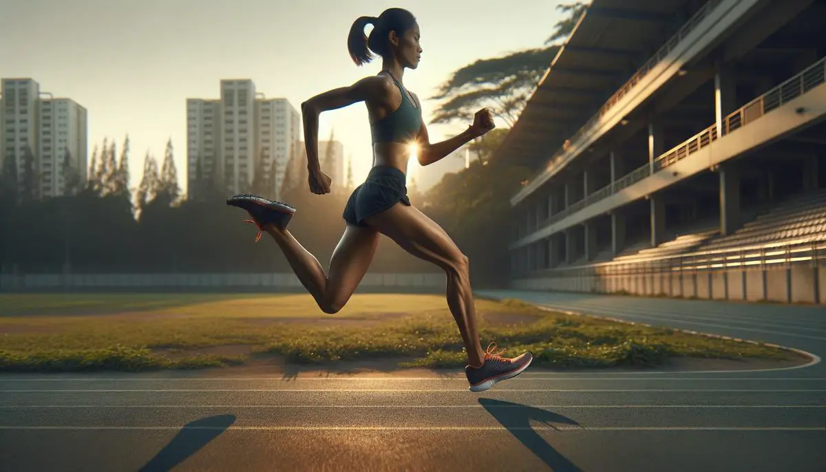 A runner demonstrating proper running form to prevent shin splints