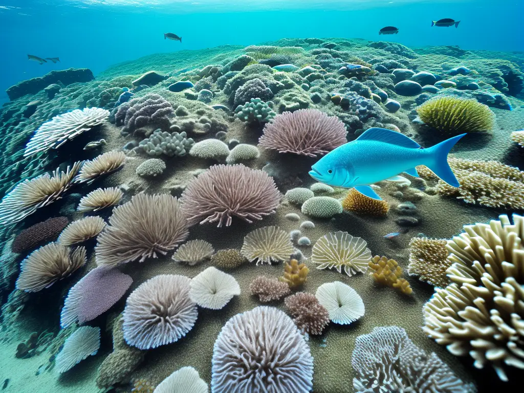 An image of different saltwater fish species with labels indicating their names, habitats, and feeding habits.