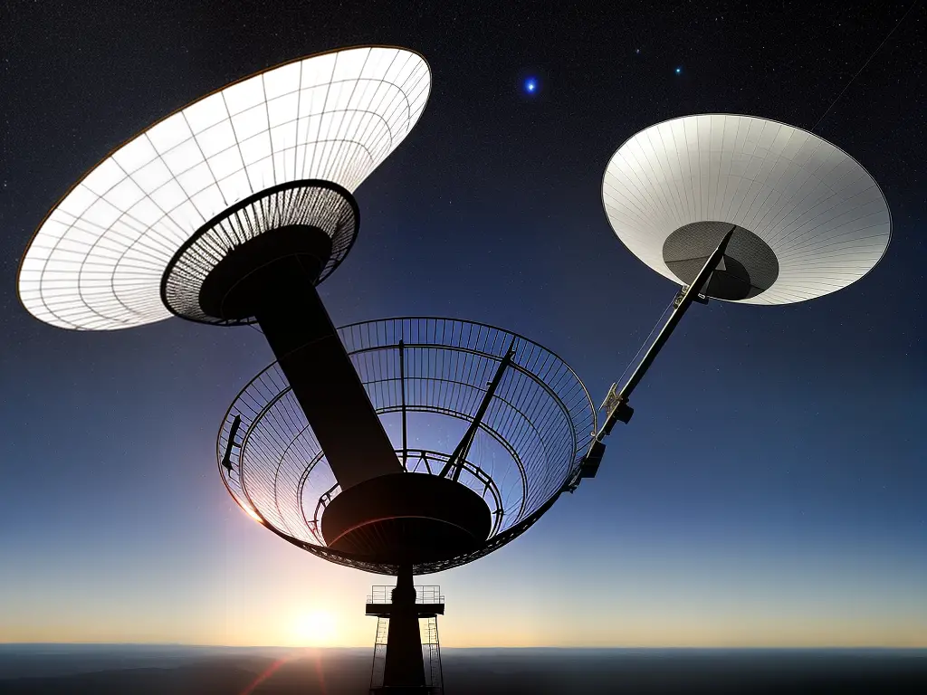 An artist's rendition of a radio telescope searching for signs of extraterrestrial intelligence.