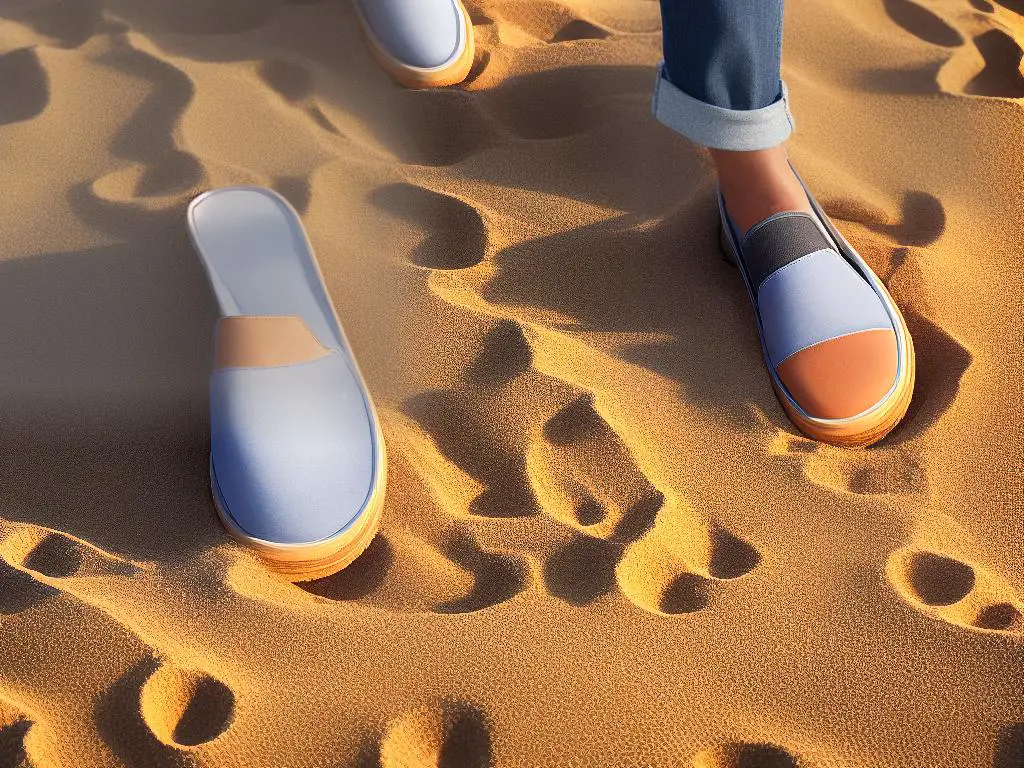 Imagine walking on sand with footprints that show the arch of the foot. Slip-on shoes lack the support that helps keep the arch in place, which can cause discomfort and long-term damage to the feet.