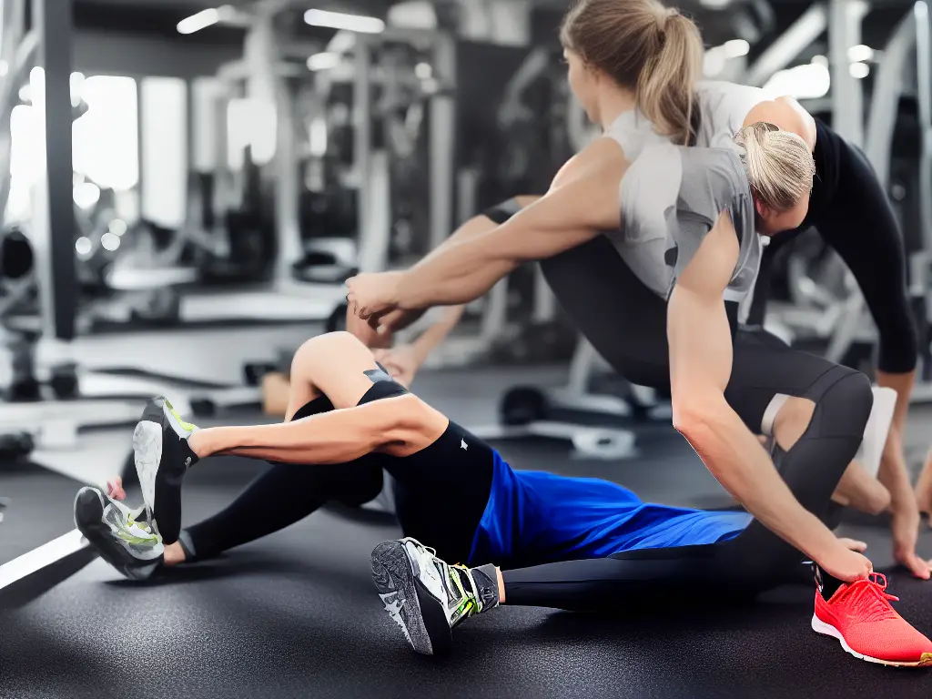 Image of a person stretching before a strength training workout to prevent injuries.