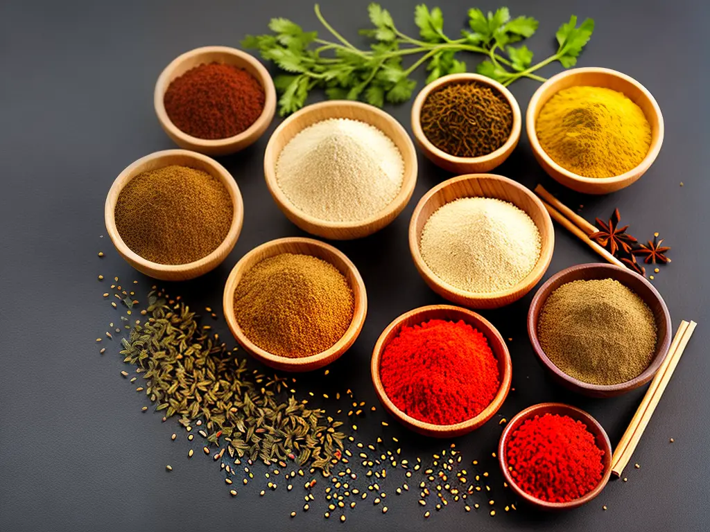 Various herbs and spices used in Thai cuisine