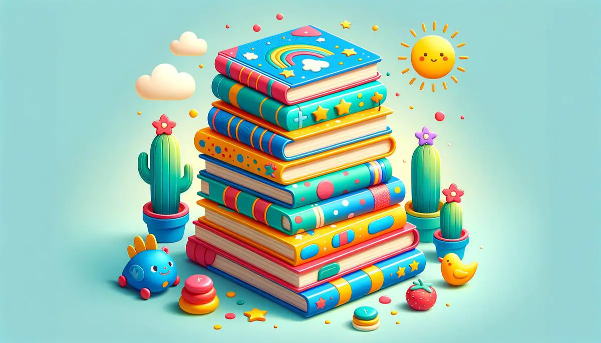 Image of a stack of colorful books, perfect for tiny tots