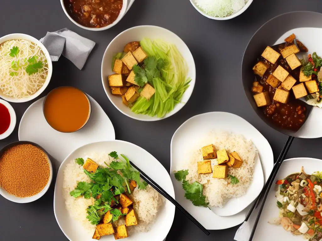 An illustration of tofu being served in different forms in China, Japan, and Korea reflects tofu's origins and widespread popularity in Asia.