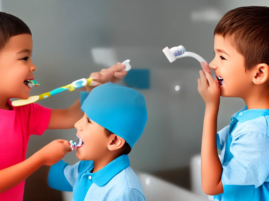 An image of a child brushing their teeth with a cartoon toothbrush and toothpaste to depict the importance of selecting the right toothpaste for children.