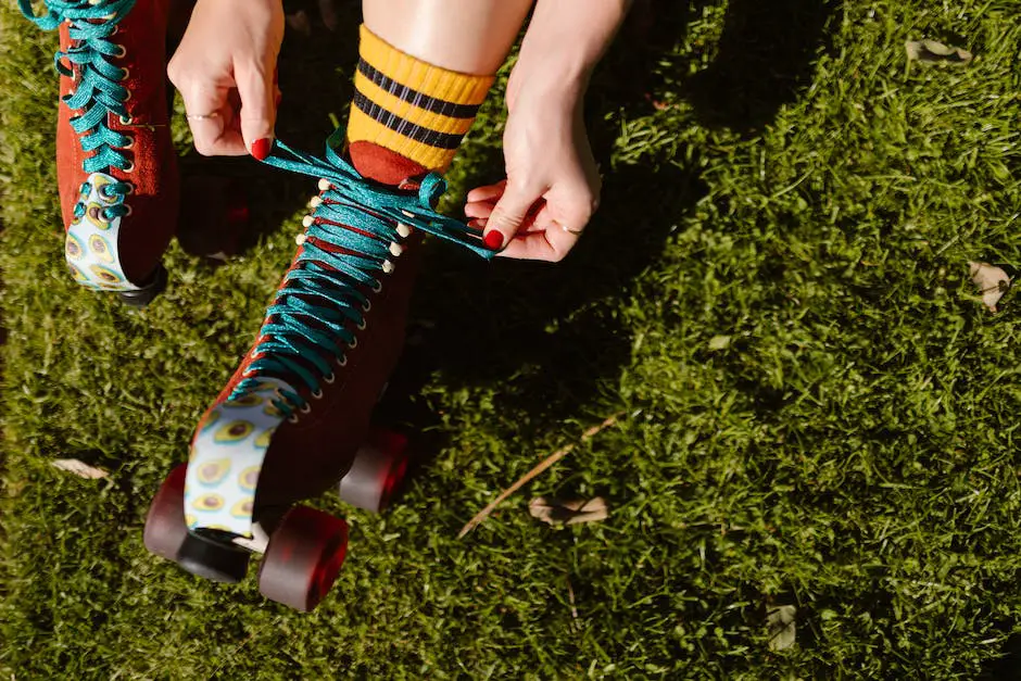 A person's hands are seen touching shoelaces, preparing to tie them up.