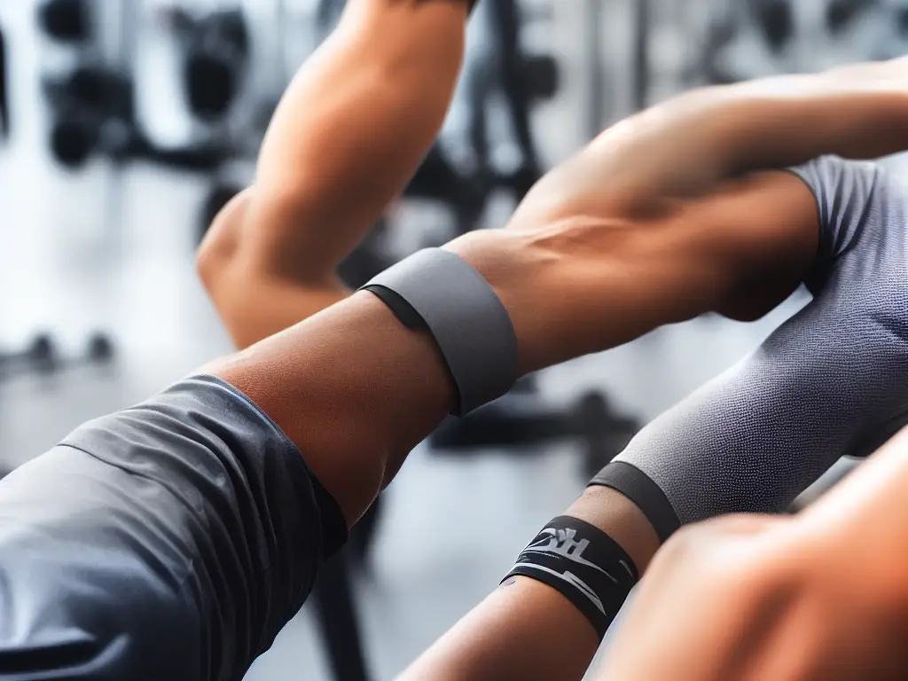 An image of a person stretching their arm muscles after an upper body workout routine.