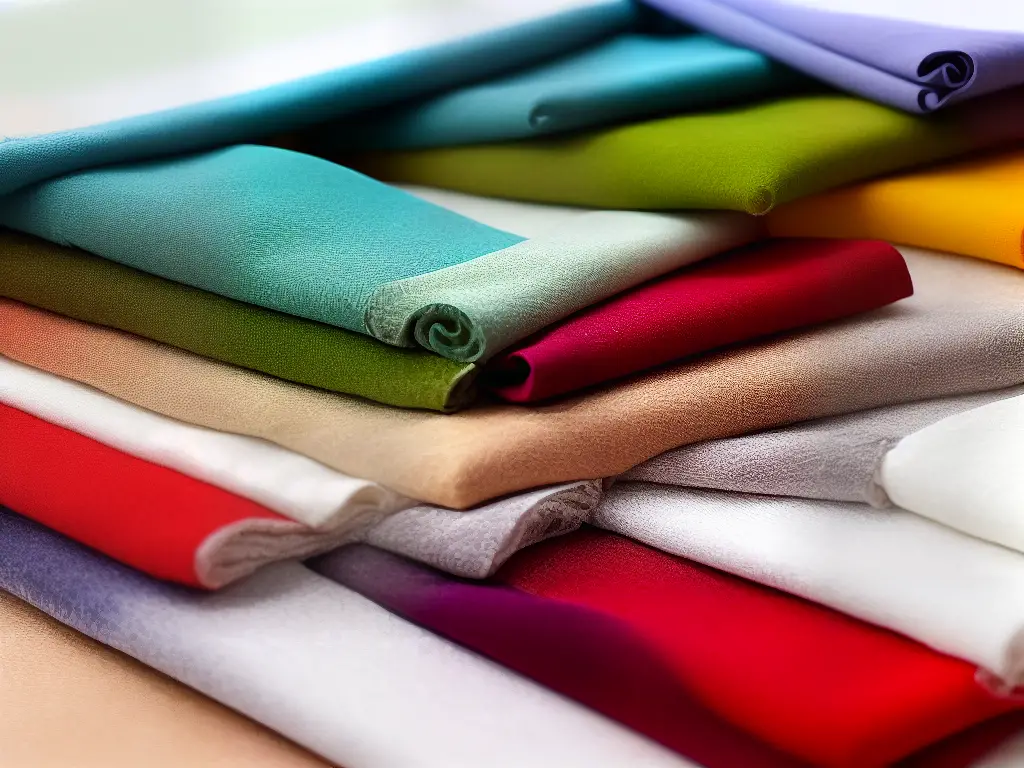 Image of various types of fabric for window dressings, including cotton, linen, silk, velvet, and synthetic materials.