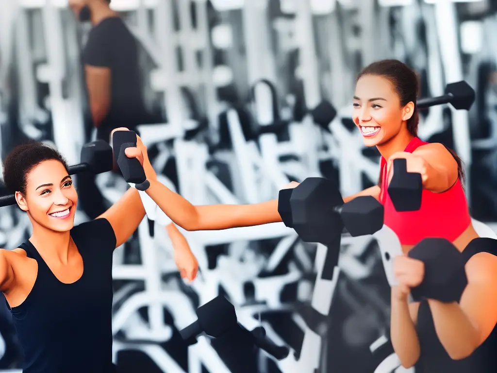 An image of a person working out with a big smile on their face and thumbs up, to represent staying motivated during workouts.