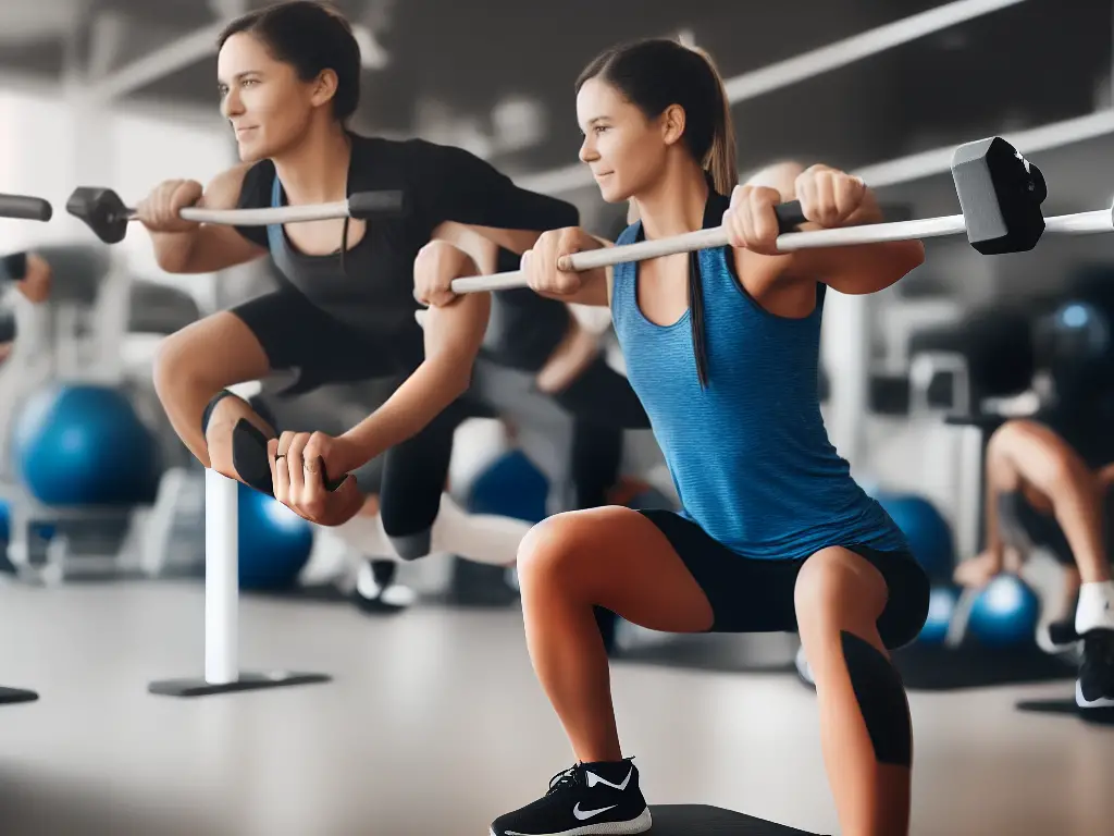 An image of a person exercising with a balance and variety of cardio, strength training, and flexibility exercises.